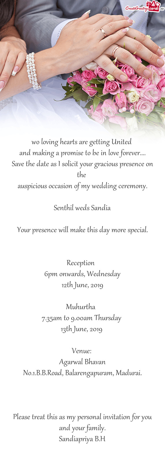 Senthil weds Sandia