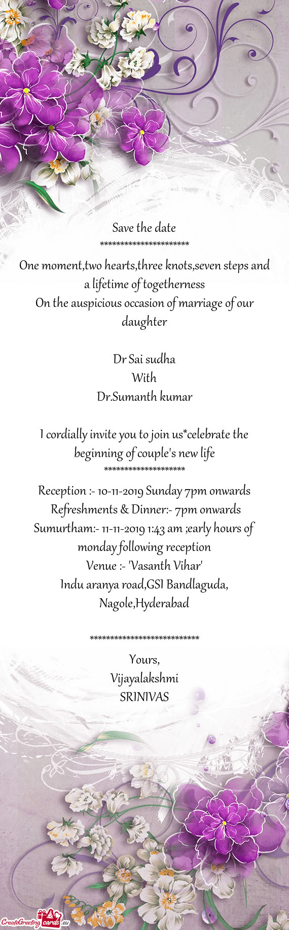 Seven steps and a lifetime of togetherness On the auspicious occasion of marriage of our daughter