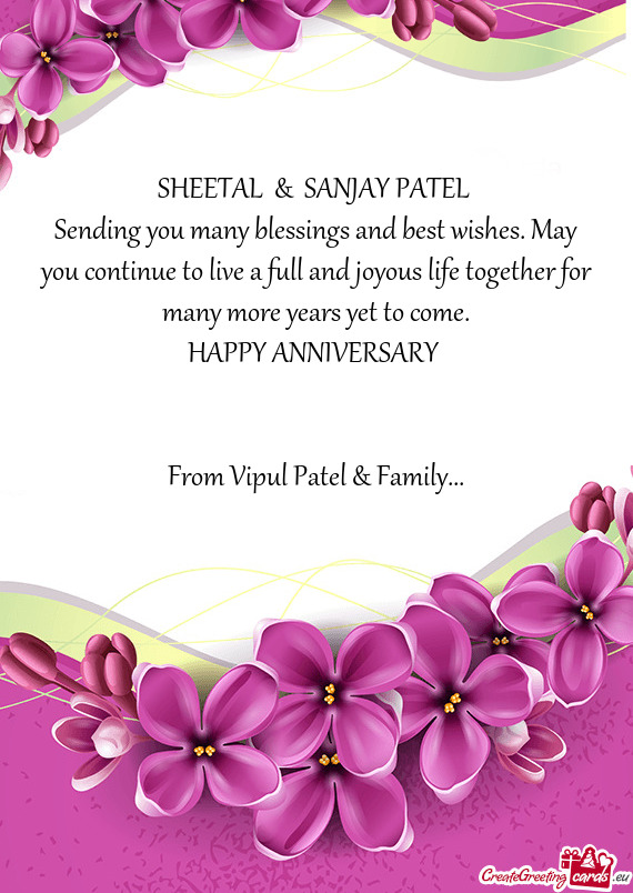 SHEETAL & SANJAY PATEL