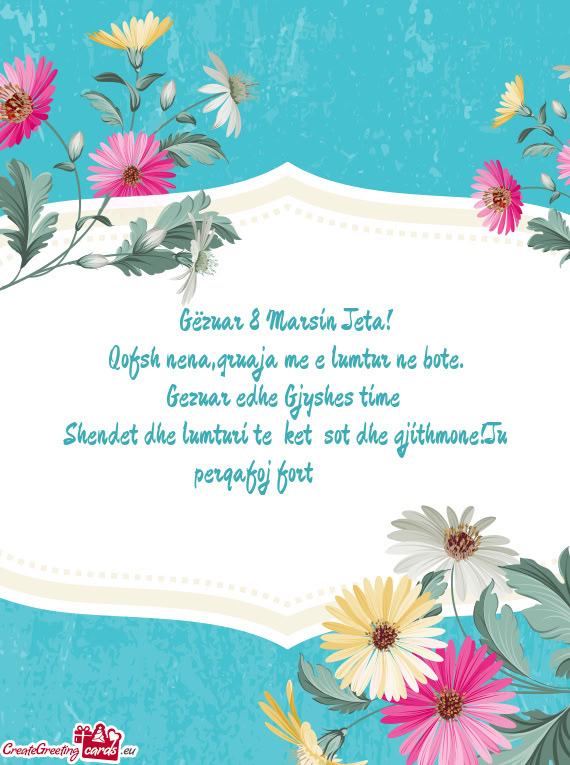 Shendet dhe lumturi te ket sot dhe gjithmone!Ju perqafoj fort 💐💐