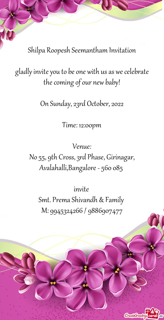 Shilpa Roopesh Seemantham Invitation