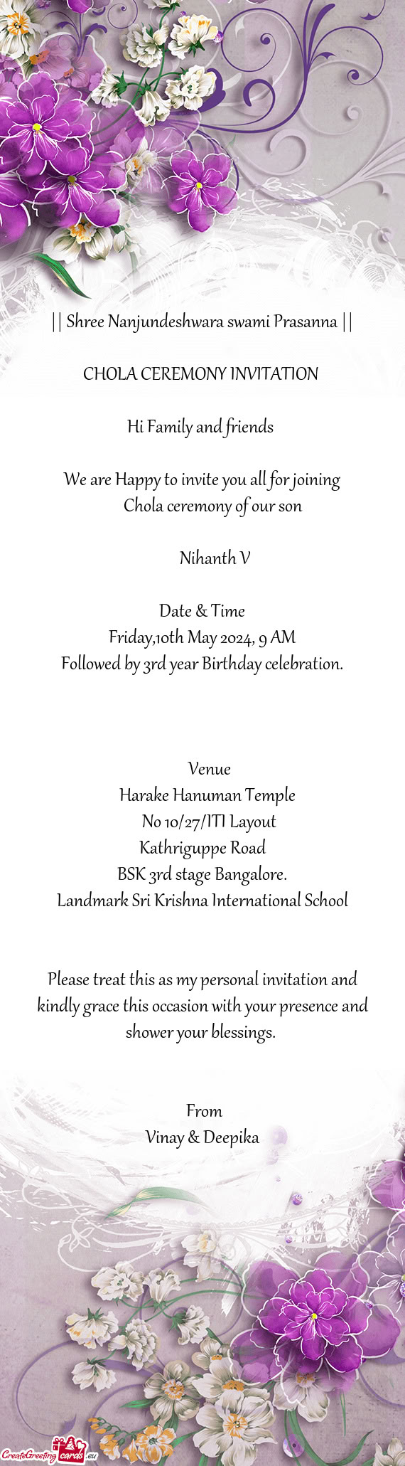 || Shree Nanjundeshwara swami Prasanna ||