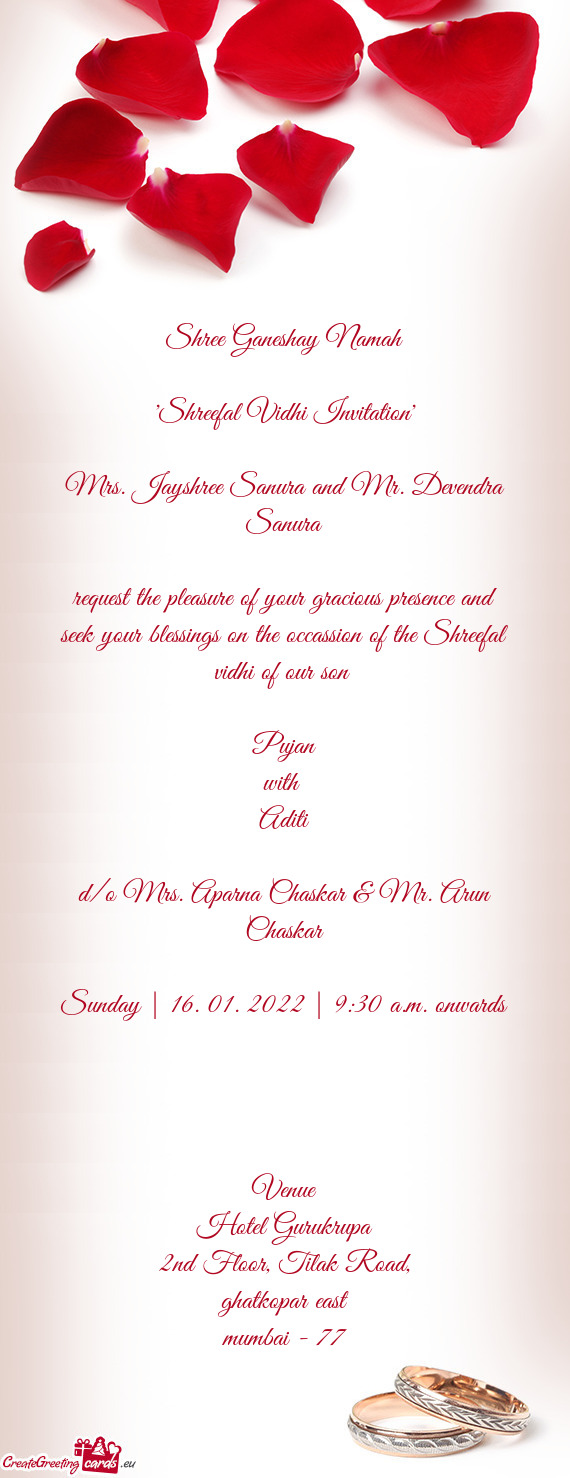 "Shreefal Vidhi Invitation"