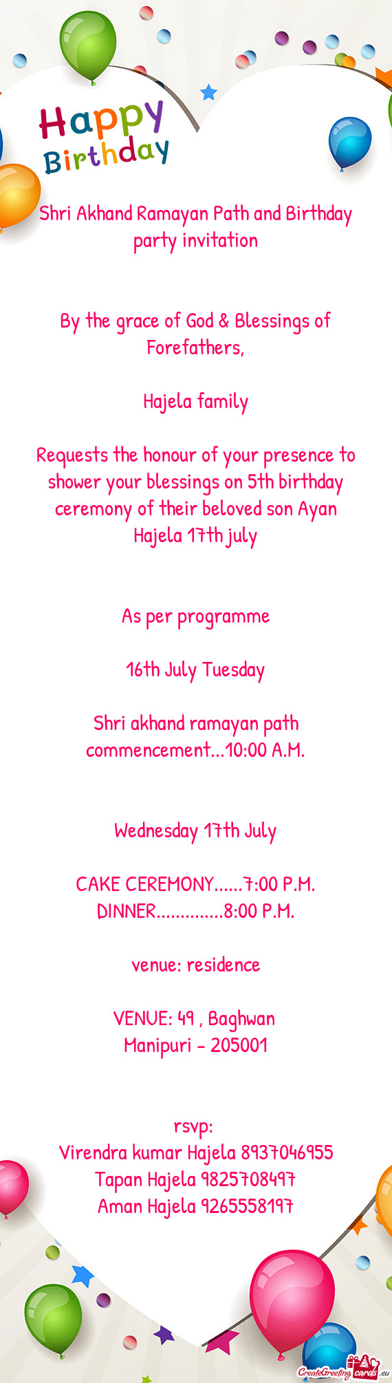 Shri akhand ramayan path commencement...10:00 A.M