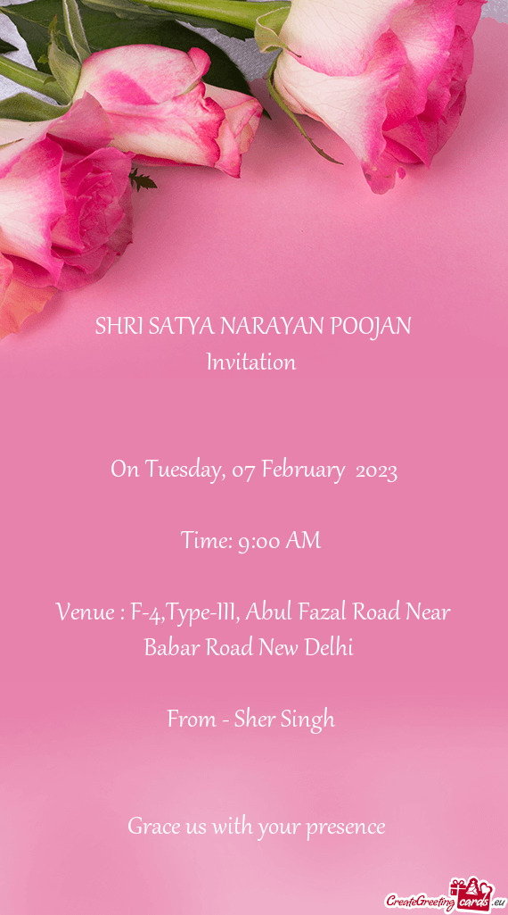 SHRI SATYA NARAYAN POOJAN Invitation