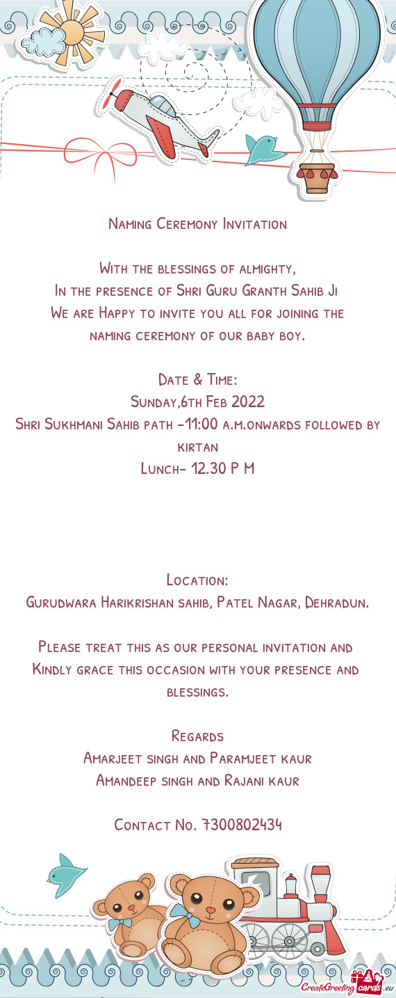 Shri Sukhmani Sahib path -11:00 a.m.onwards followed by kirtan