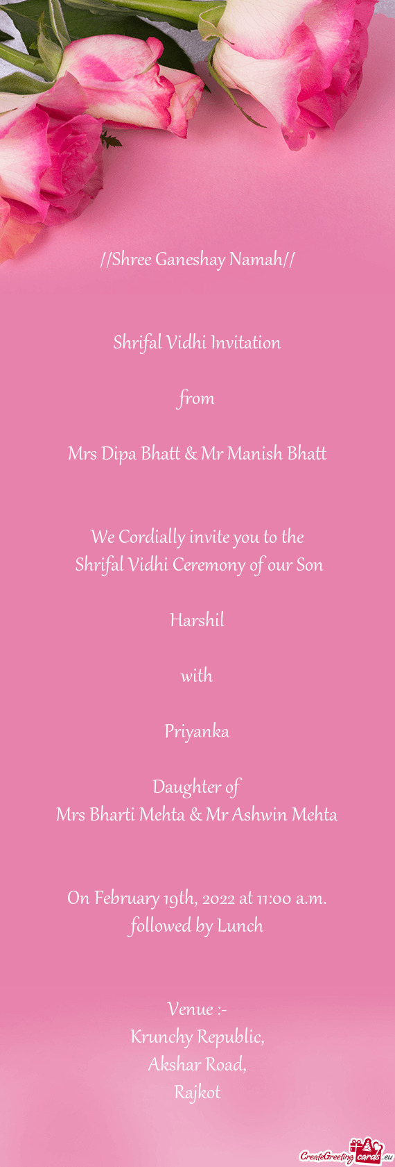 Shrifal Vidhi Invitation