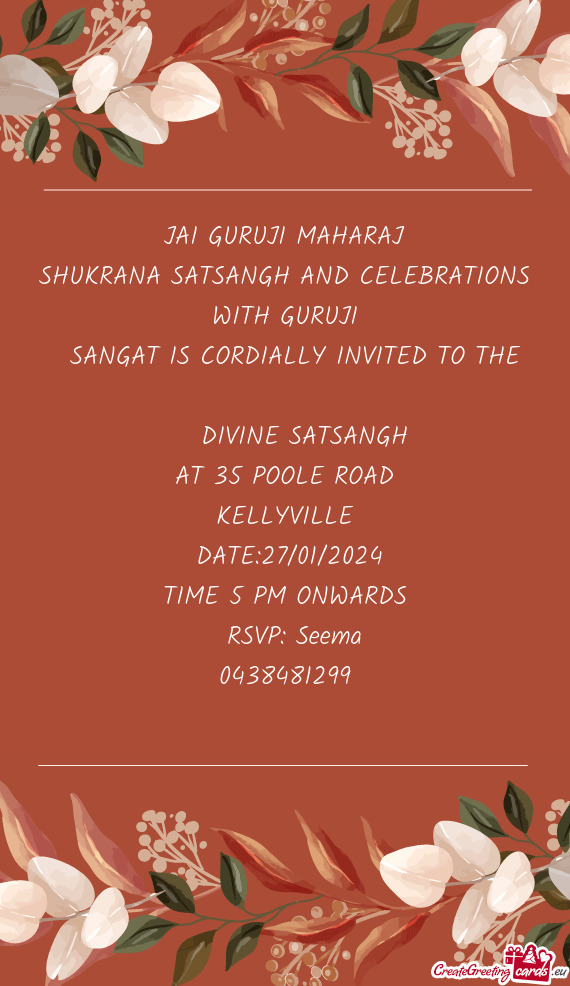 SHUKRANA SATSANGH AND CELEBRATIONS WITH GURUJI