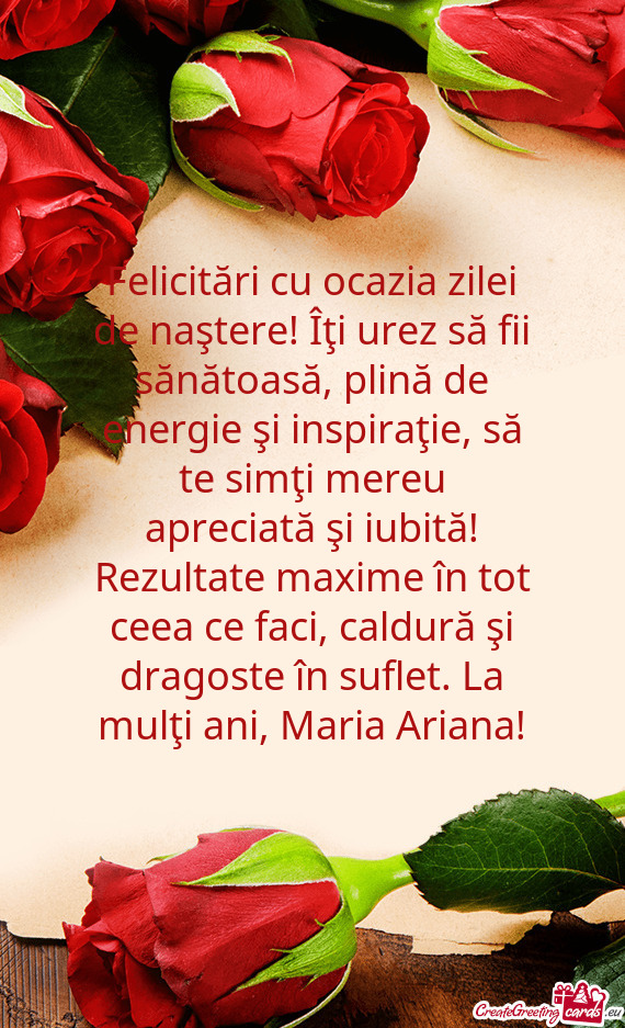 Şi dragoste în suflet. La mulţi ani, Maria Ariana