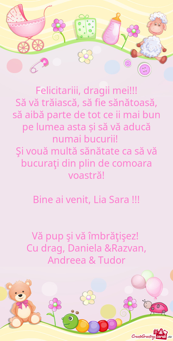 Şi vouă multă sănătate ca să vă bucuraţi din plin de comoara voastră