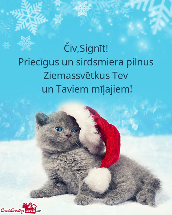 Signīt!
 Priecīgus un sirdsmiera pilnus Ziemassvētkus Tev
 un Taviem mīļajiem