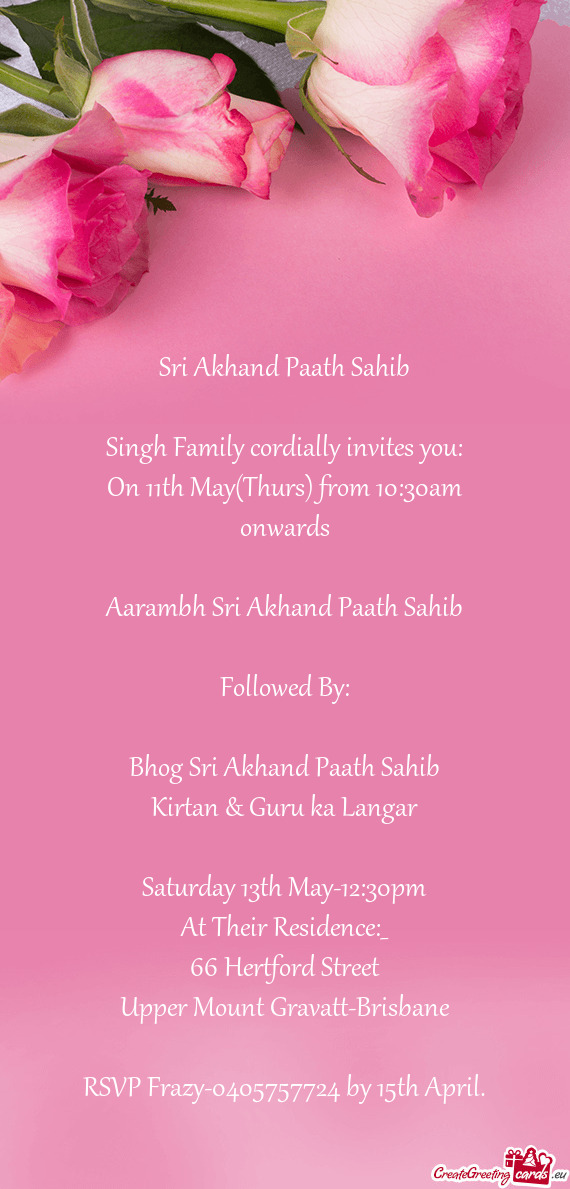 Singh Family cordially invites you