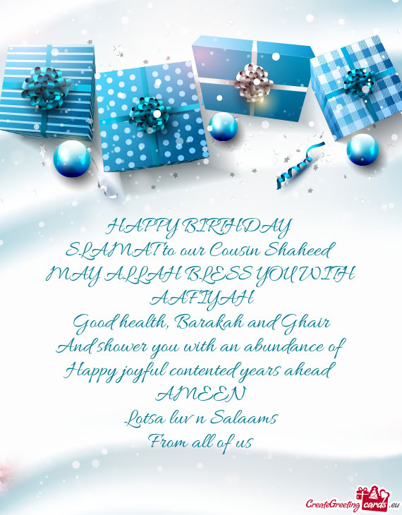 SLAMAT to our Cousin Shaheed