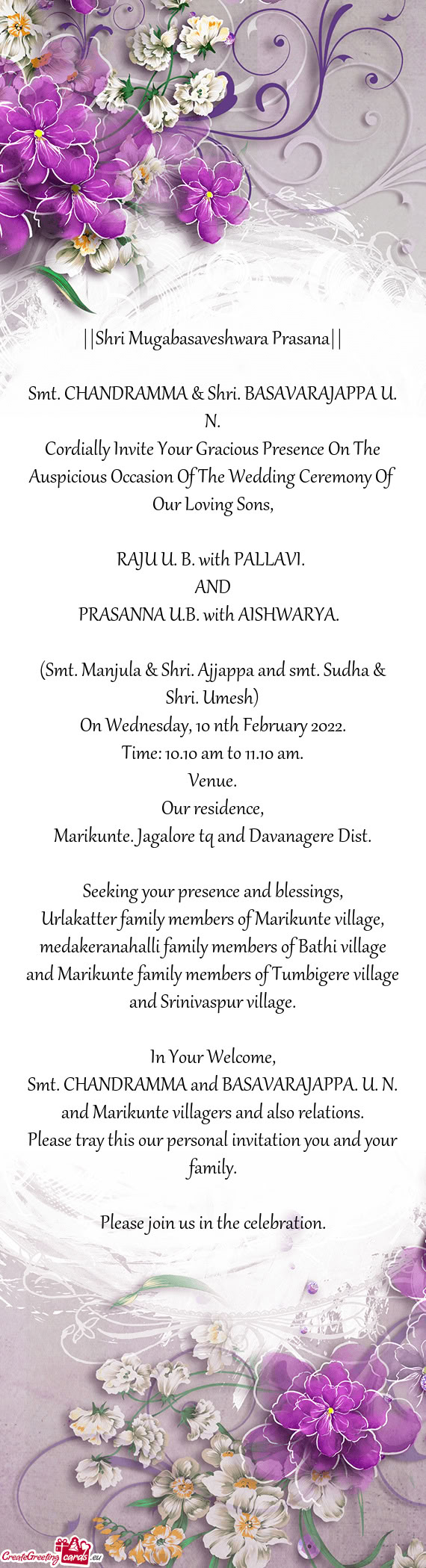 Smt. CHANDRAMMA & Shri. BASAVARAJAPPA U. N