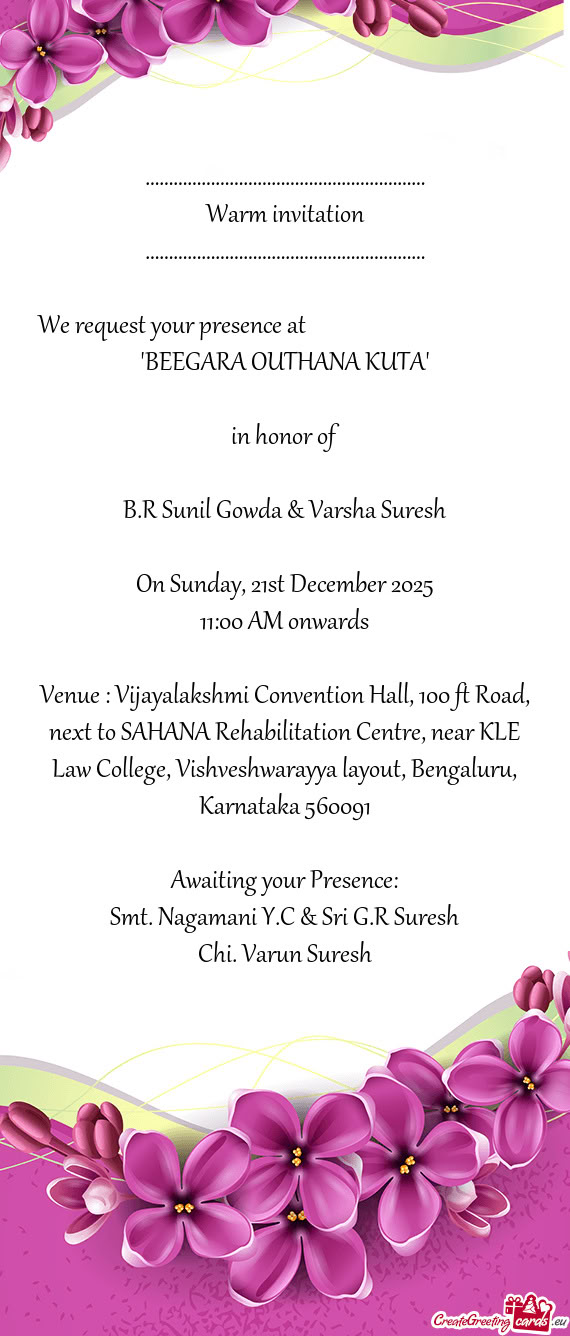 Smt. Nagamani Y.C & Sri G.R Suresh