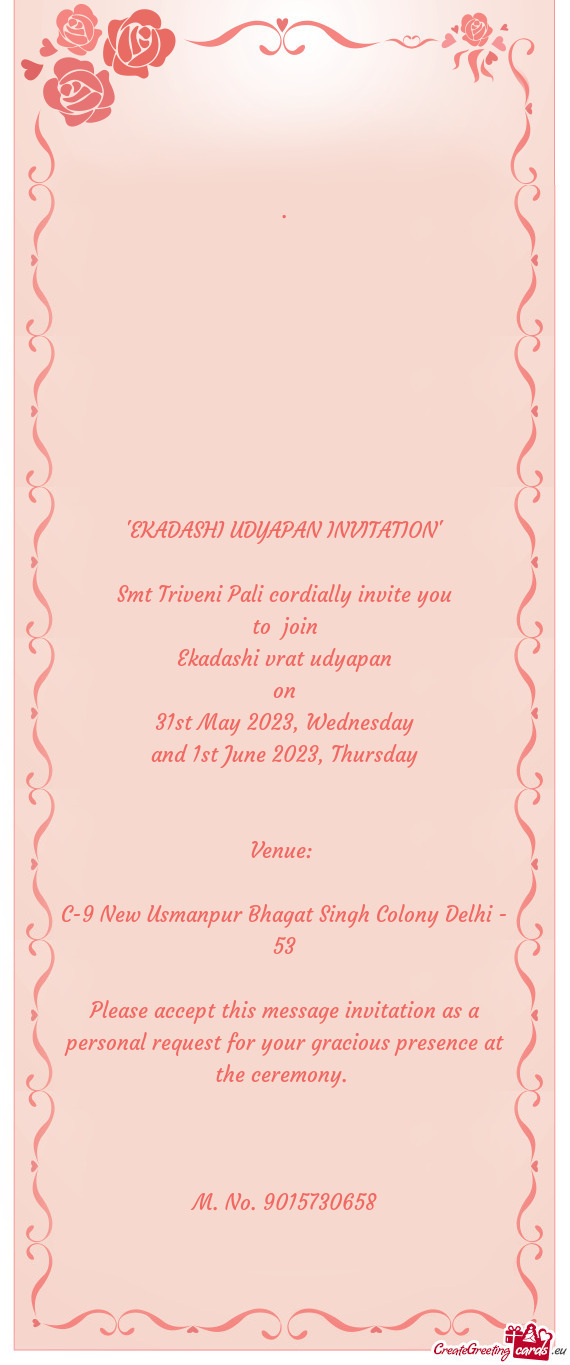 Smt Triveni Pali cordially invite you