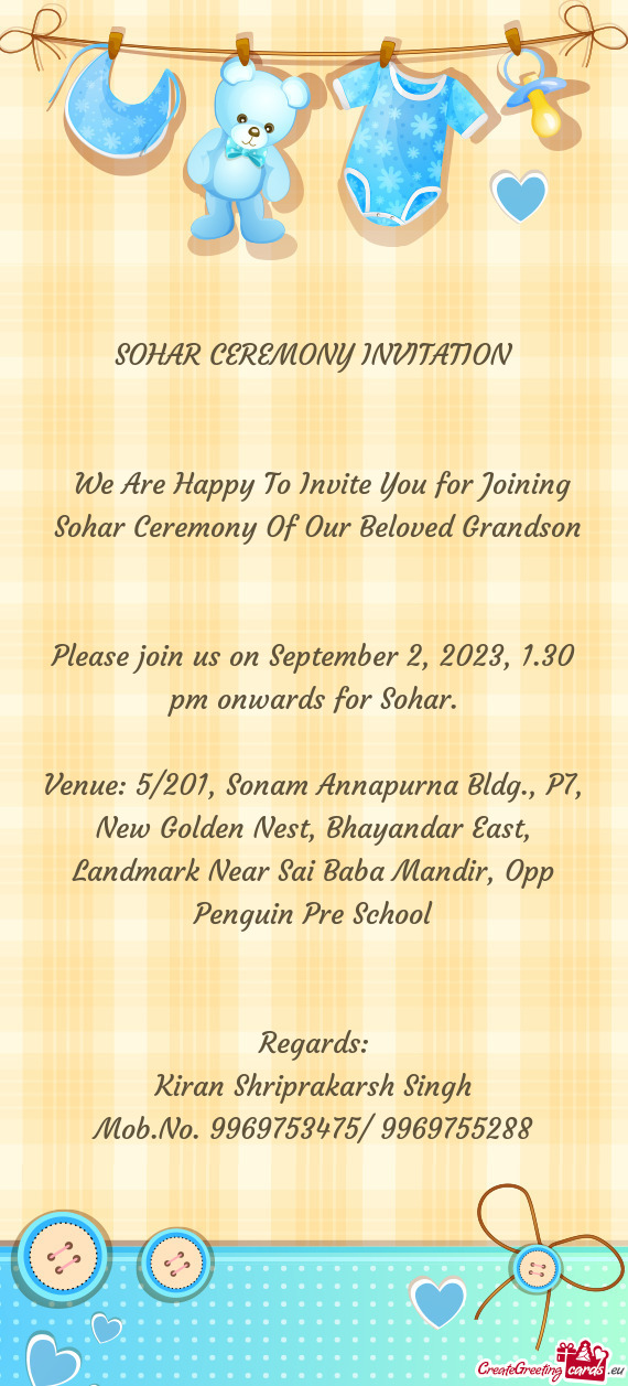 SOHAR CEREMONY INVITATION