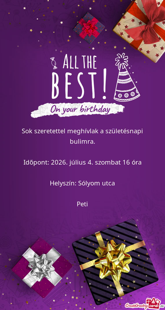 Sok szeretettel meghívlak a születésnapi bulimra
