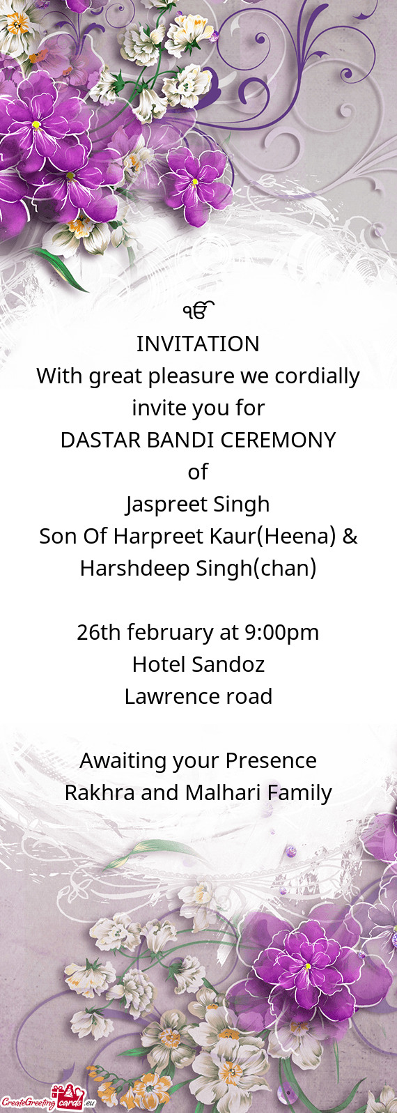 Son Of Harpreet Kaur(Heena) & Harshdeep Singh(chan)