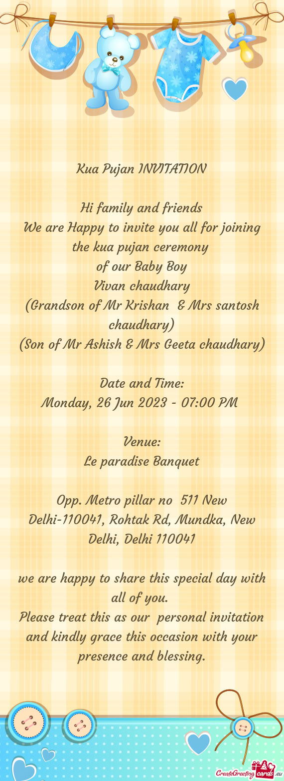 (Son of Mr Ashish & Mrs Geeta chaudhary)