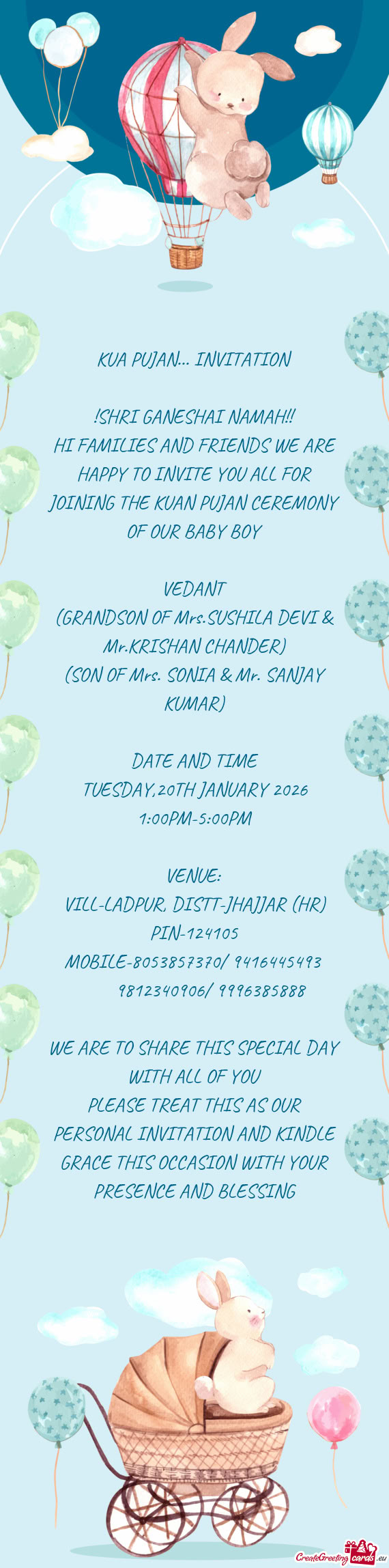 (SON OF Mrs. SONIA & Mr. SANJAY KUMAR)