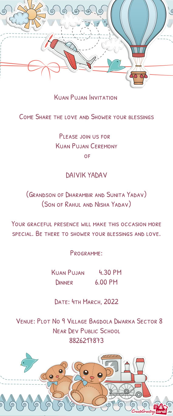 (Son of Rahul and Nisha Yadav)