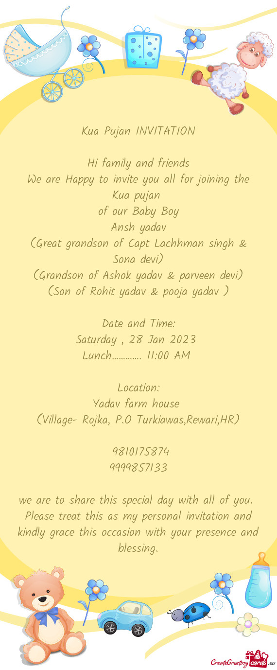 (Son of Rohit yadav & pooja yadav )