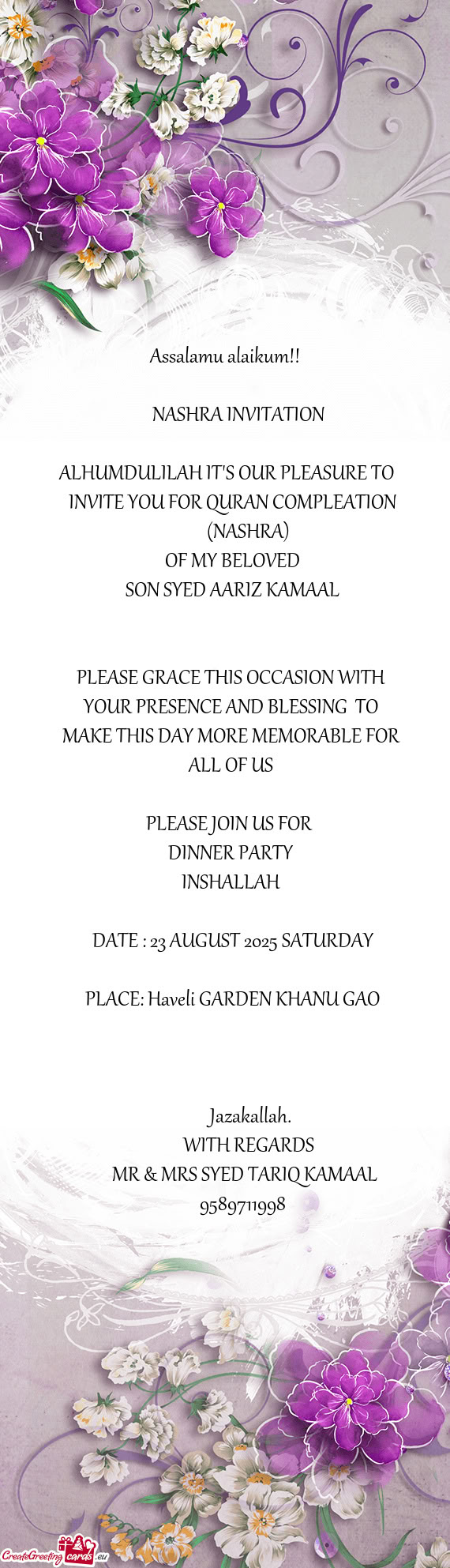 SON SYED AARIZ KAMAAL