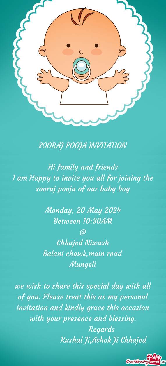 SOORAJ POOJA INVITATION