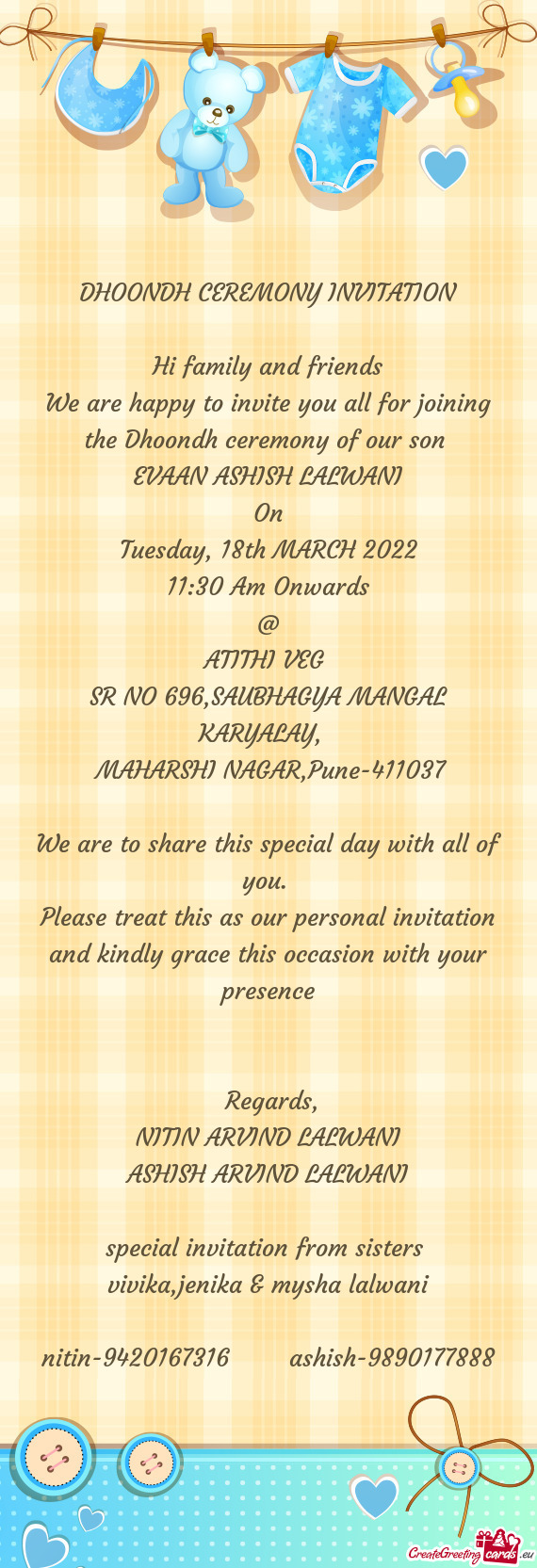 Special invitation from sisters