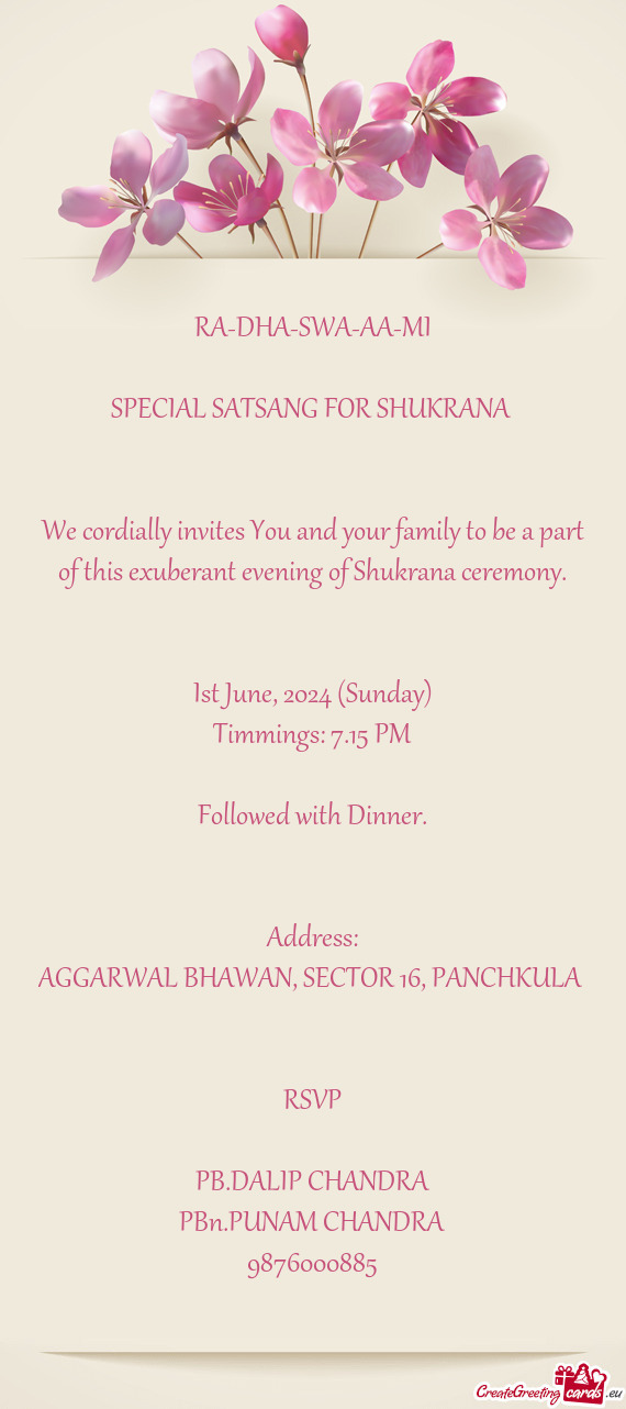 SPECIAL SATSANG FOR SHUKRANA