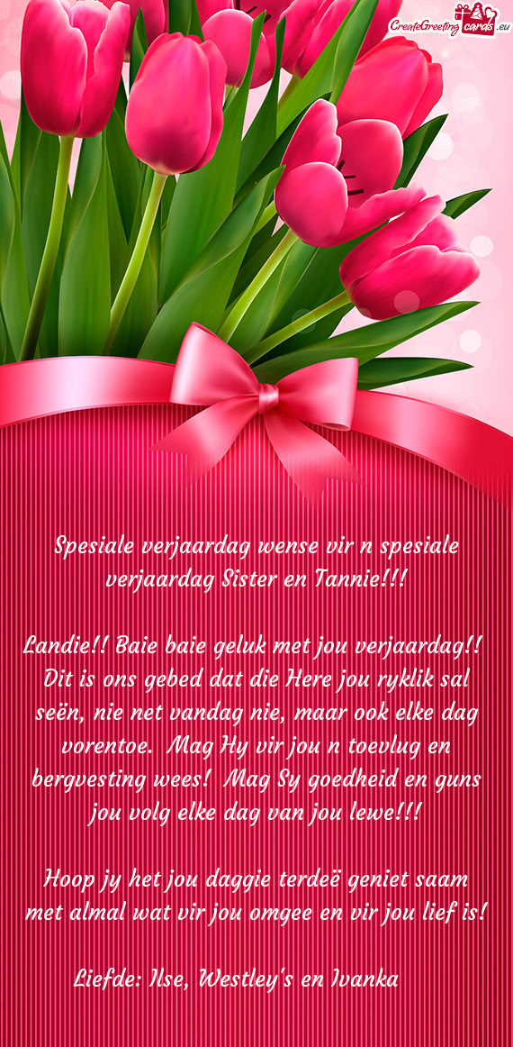 Spesiale verjaardag wense vir n spesiale verjaardag Sister en Tannie