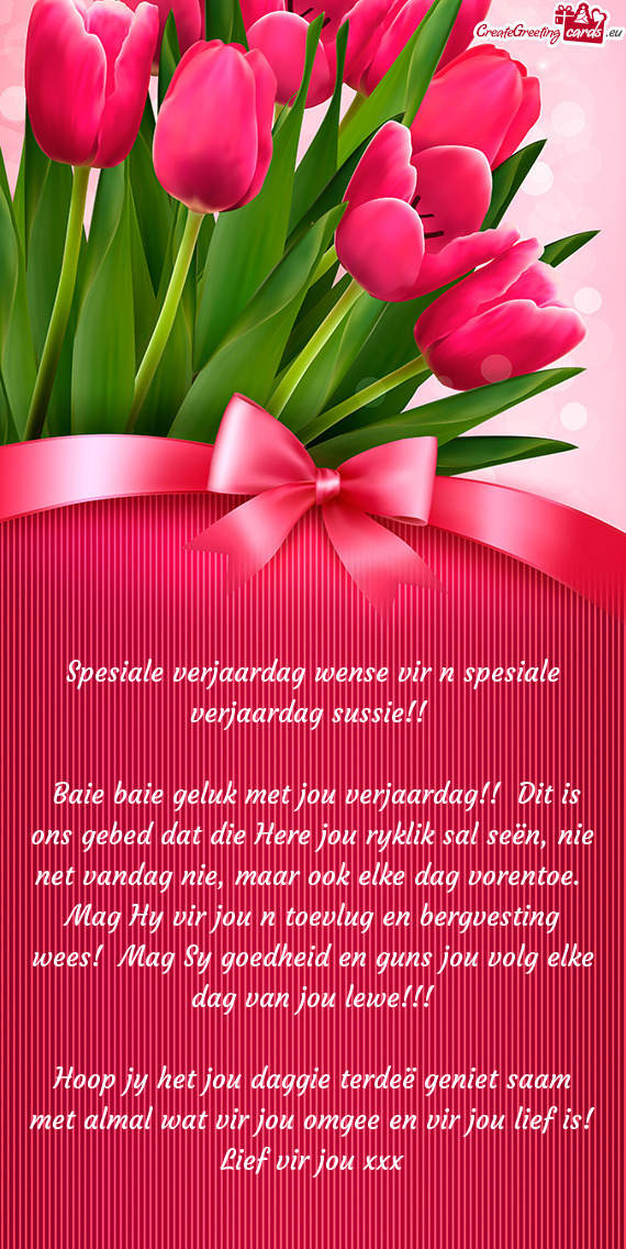 Spesiale verjaardag wense vir n spesiale verjaardag sussie