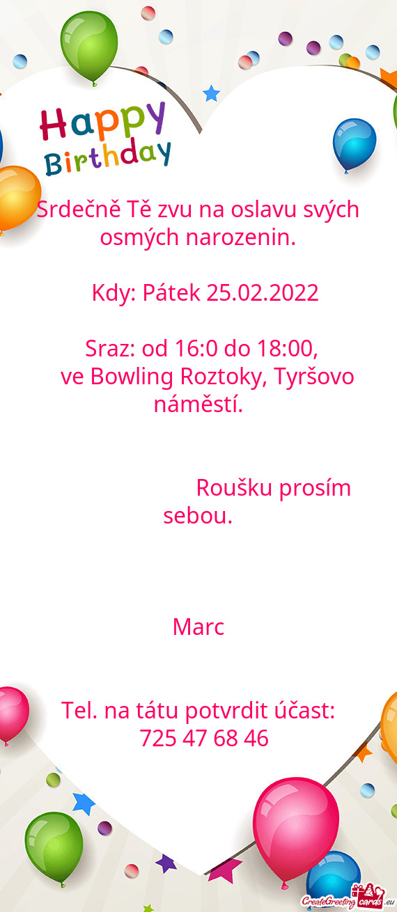 Sraz: od 16:0 do 18:00