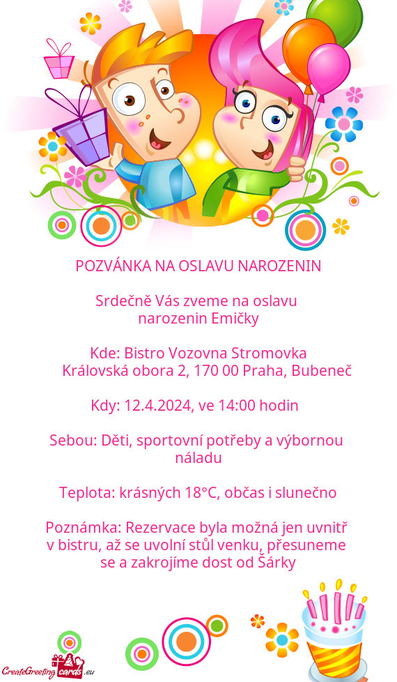 Srdečně Vás zveme na oslavu