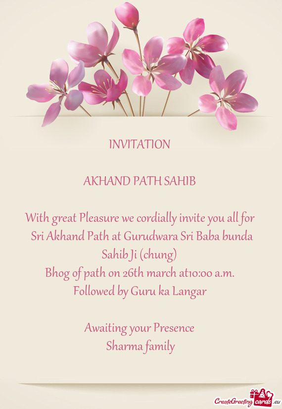 Sri Akhand Path at Gurudwara Sri Baba bunda Sahib Ji (chung)