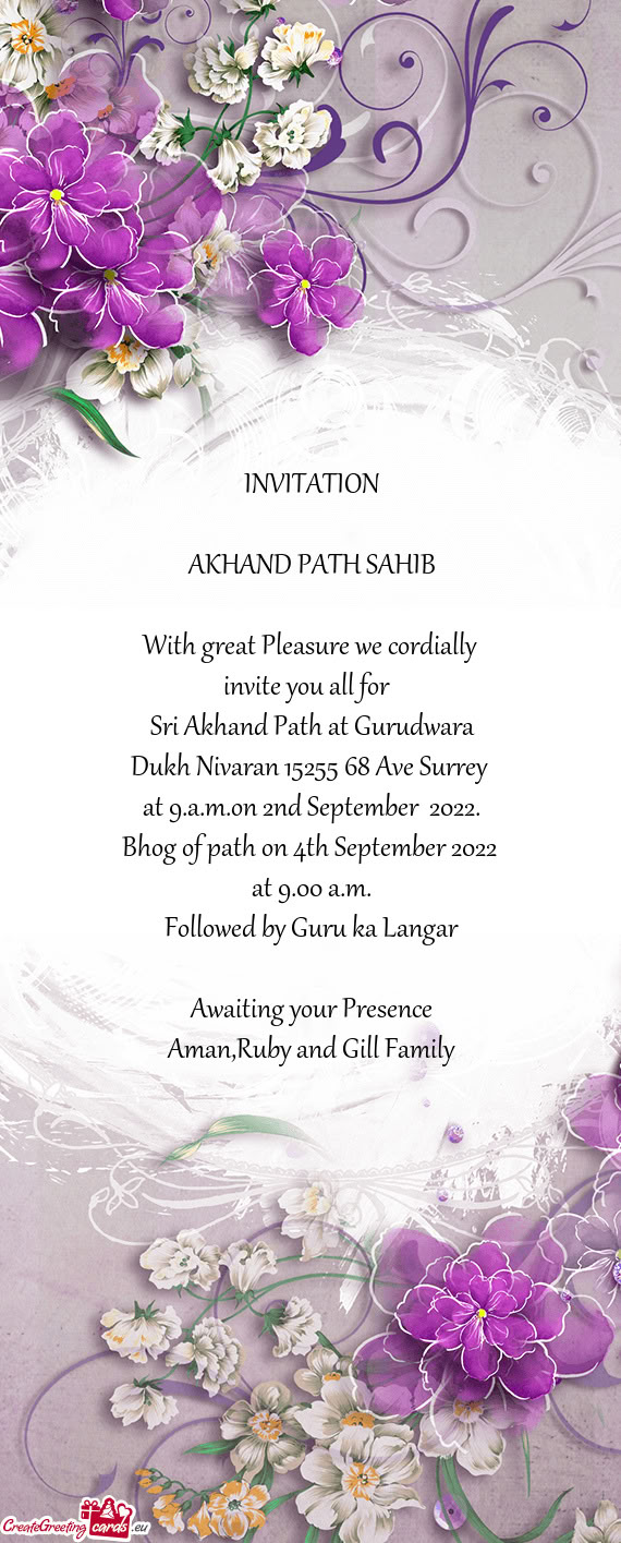 Sri Akhand Path at Gurudwara