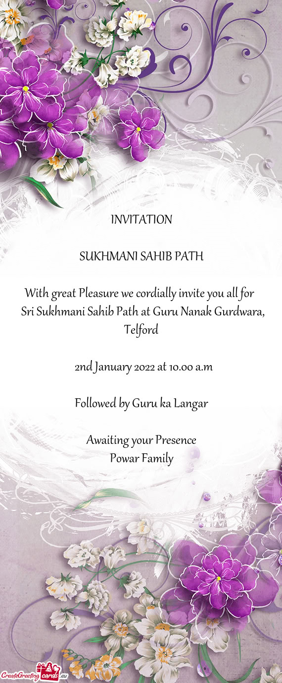 Sri Sukhmani Sahib Path at Guru Nanak Gurdwara, Telford