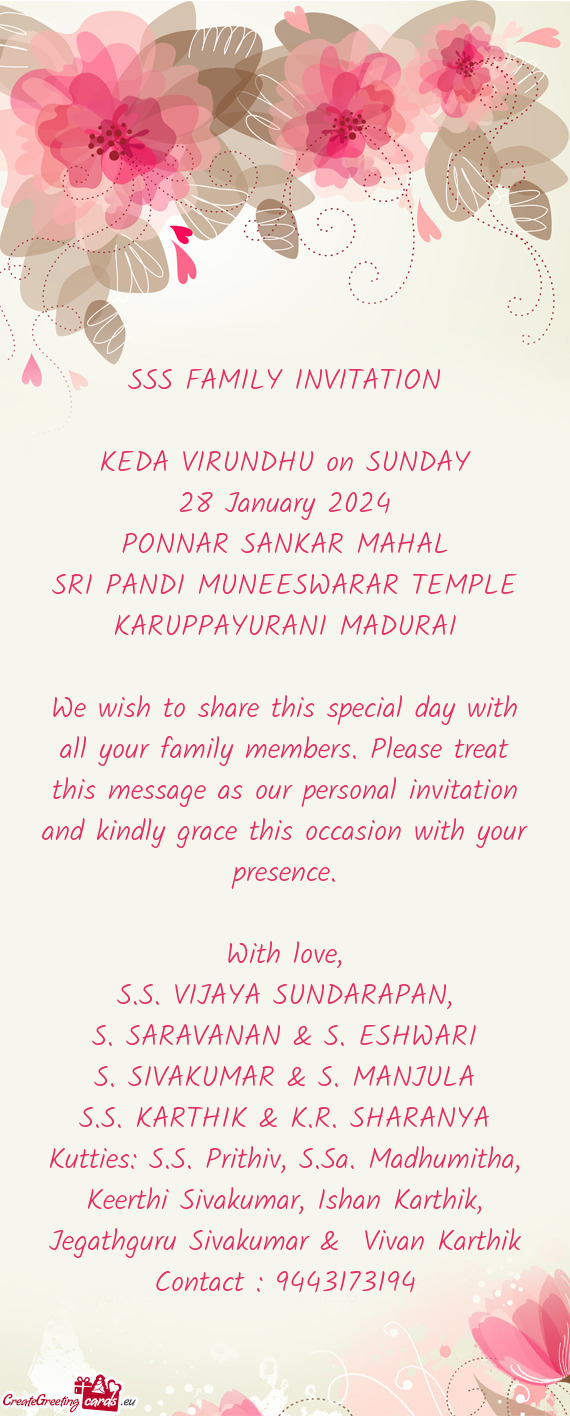 SSS FAMILY INVITATION