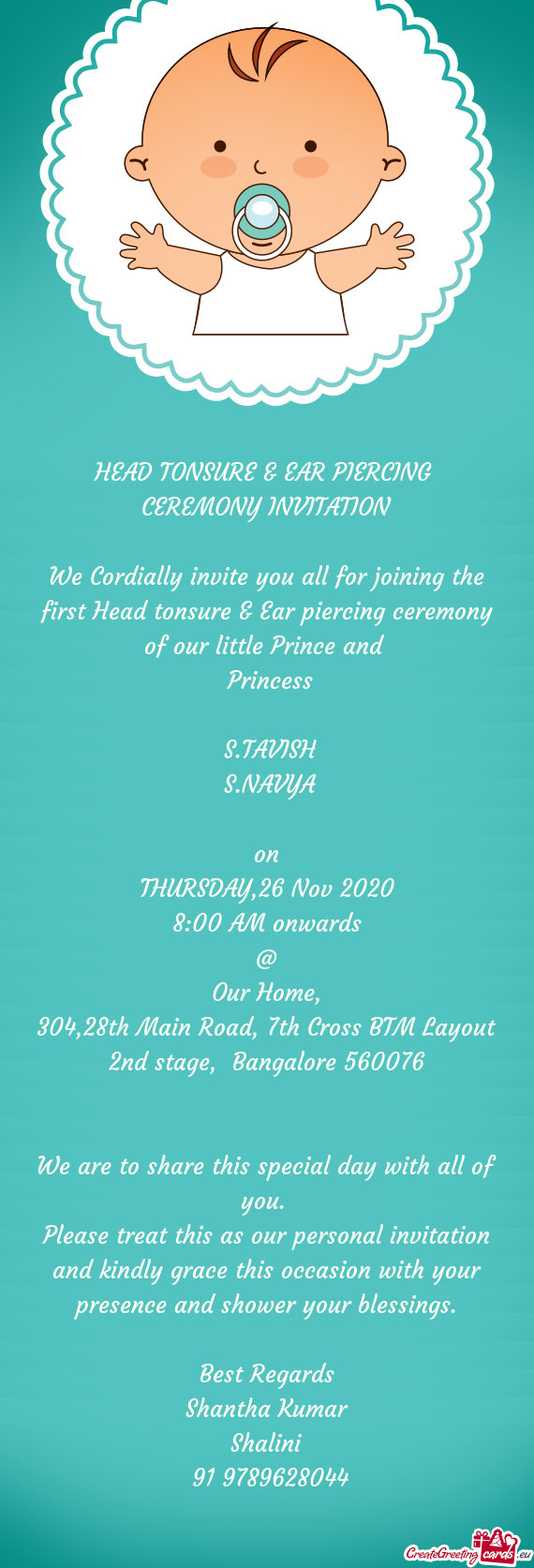 St Head tonsure & Ear piercing ceremony of our little Prince and  Princess  S