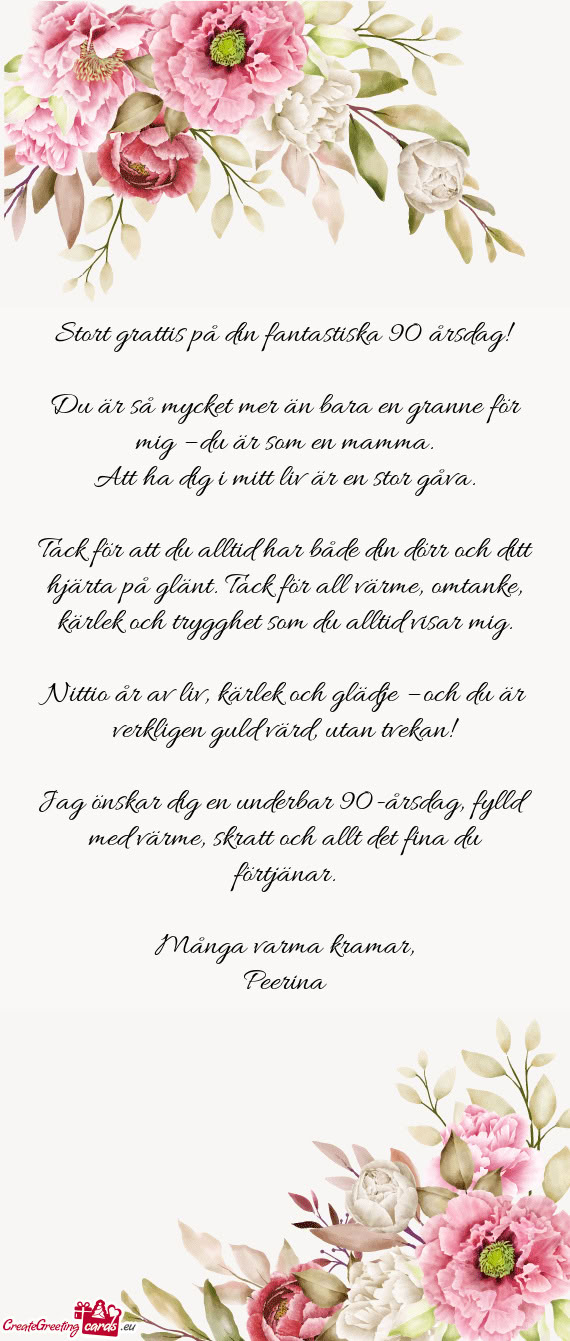 Stort grattis på din fantastiska 90 årsdag