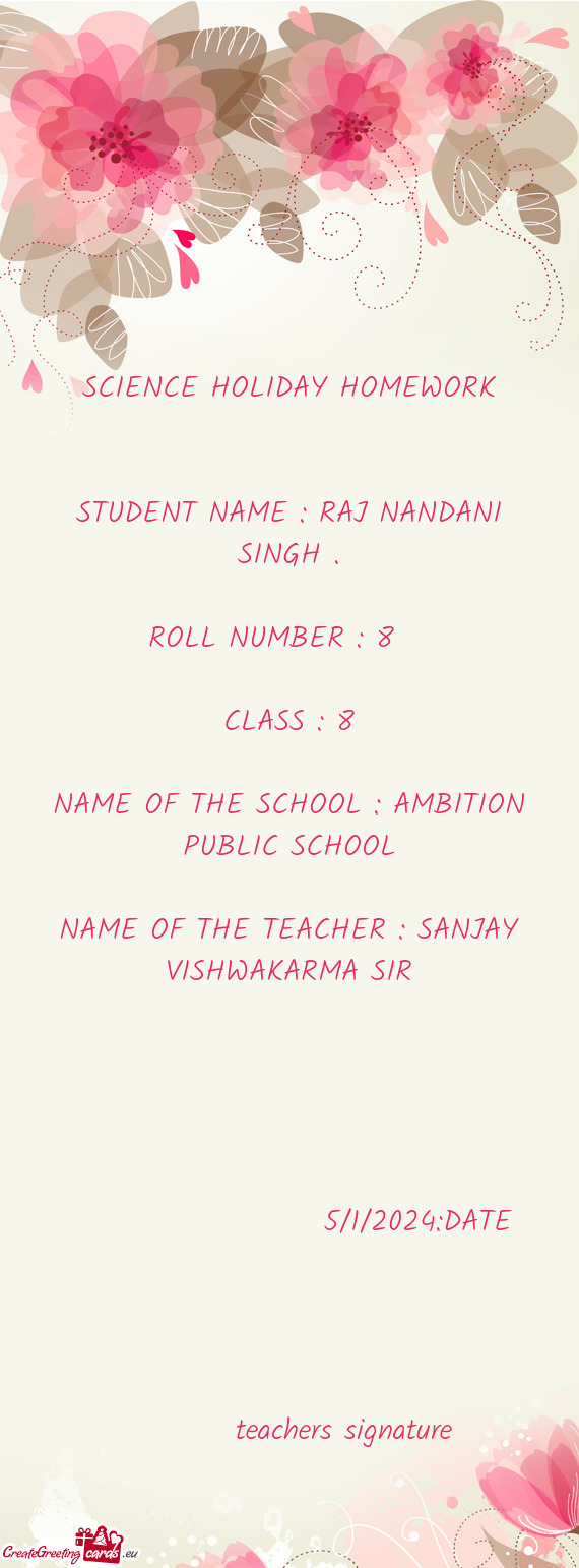 STUDENT NAME : RAJ NANDANI SINGH