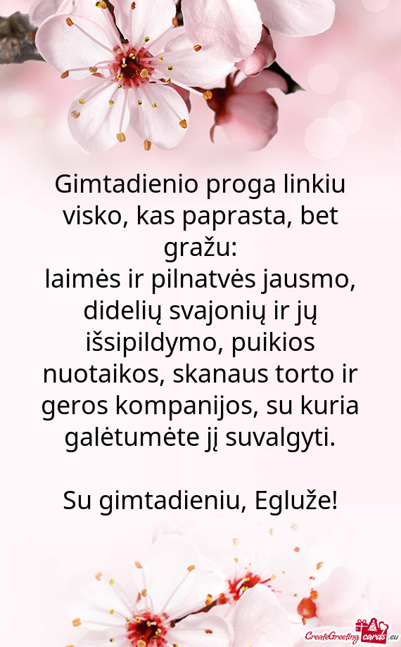 Su gimtadieniu, Egluže