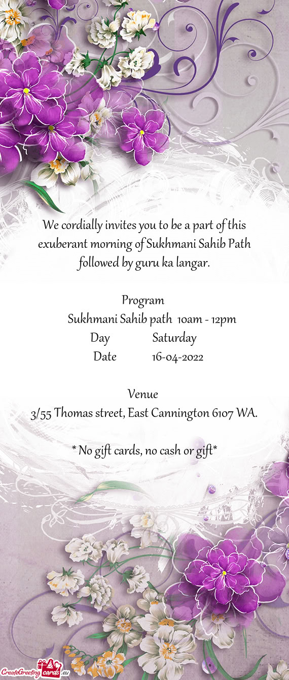 Sukhmani Sahib path 10am - 12pm