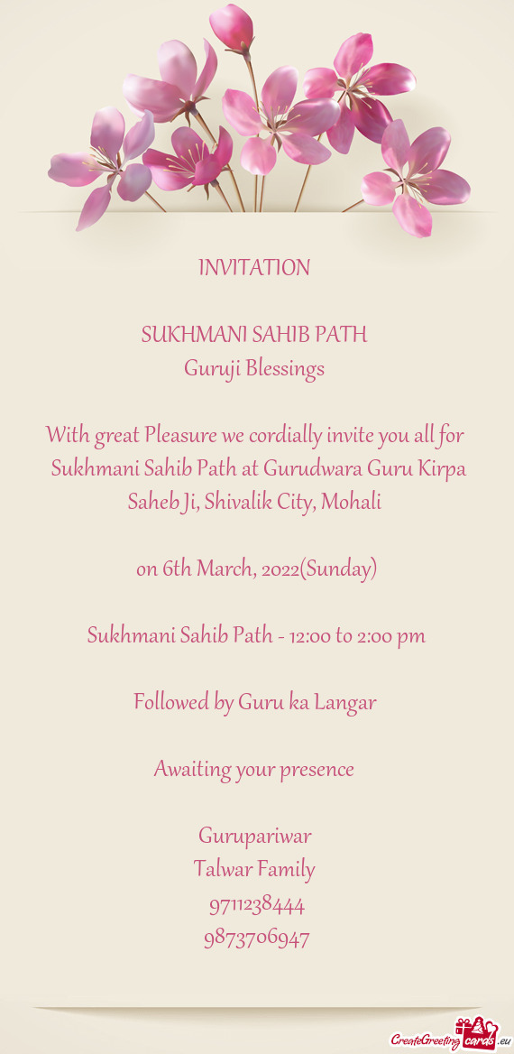 Sukhmani Sahib Path at Gurudwara Guru Kirpa Saheb Ji, Shivalik City, Mohali