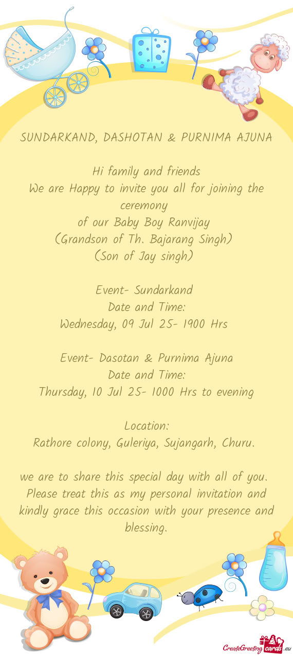 SUNDARKAND, DASHOTAN & PURNIMA AJUNA