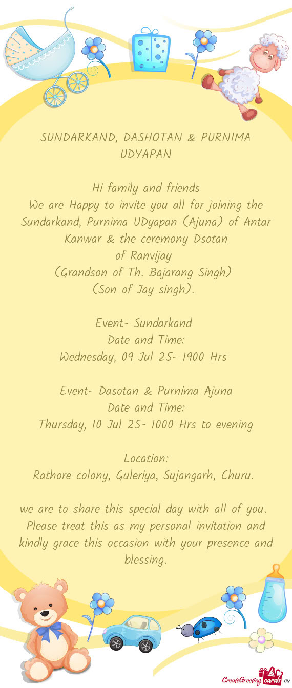 SUNDARKAND, DASHOTAN & PURNIMA UDYAPAN