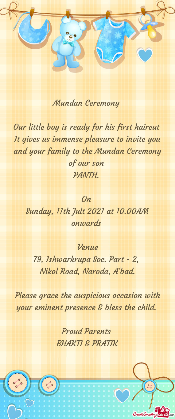 Sunday, 11th Jult 2021 at 10.00AM onwards