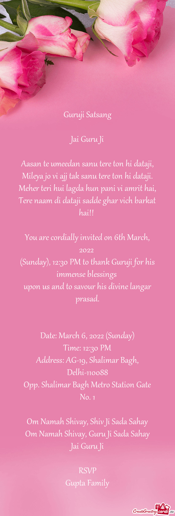 (Sunday), 12:30 PM to thank Guruji for his immense blessings