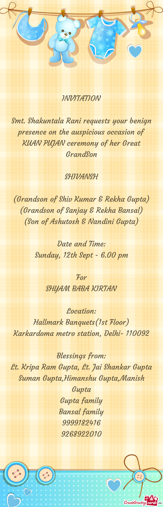 Sunday, 12th Sept - 6.00 pm